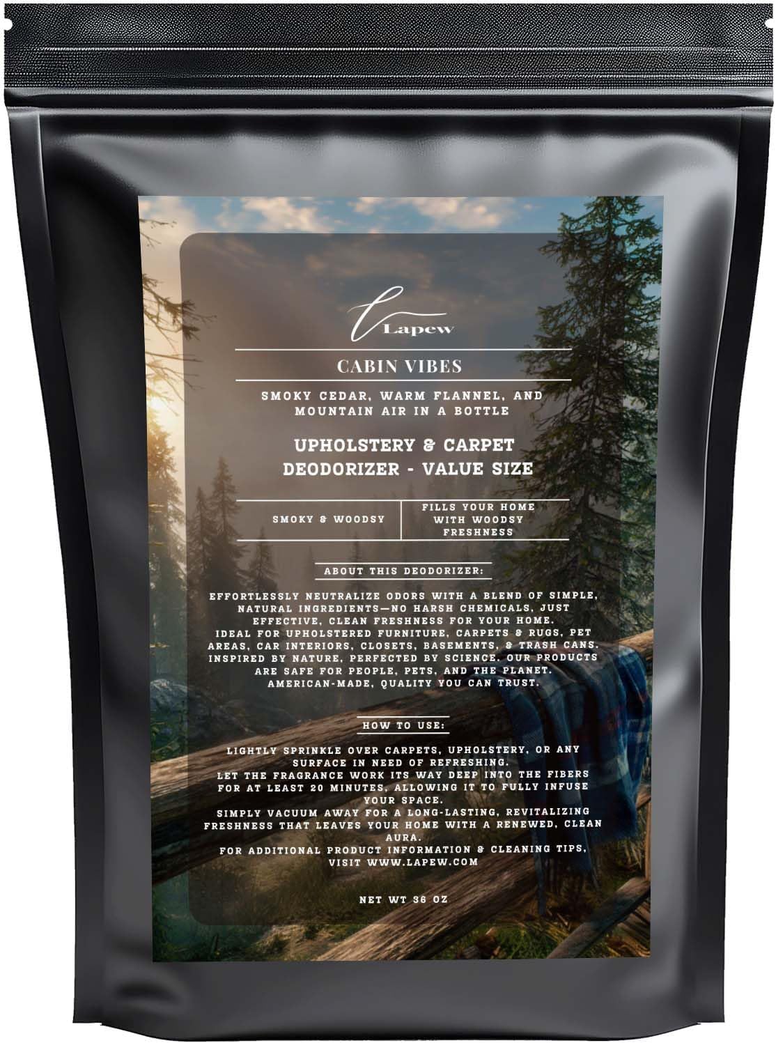 Cabin Vibes Carpet Freshener Powder Refill 36 oz | Powerful Odor Eliminator for Home | Upholstery