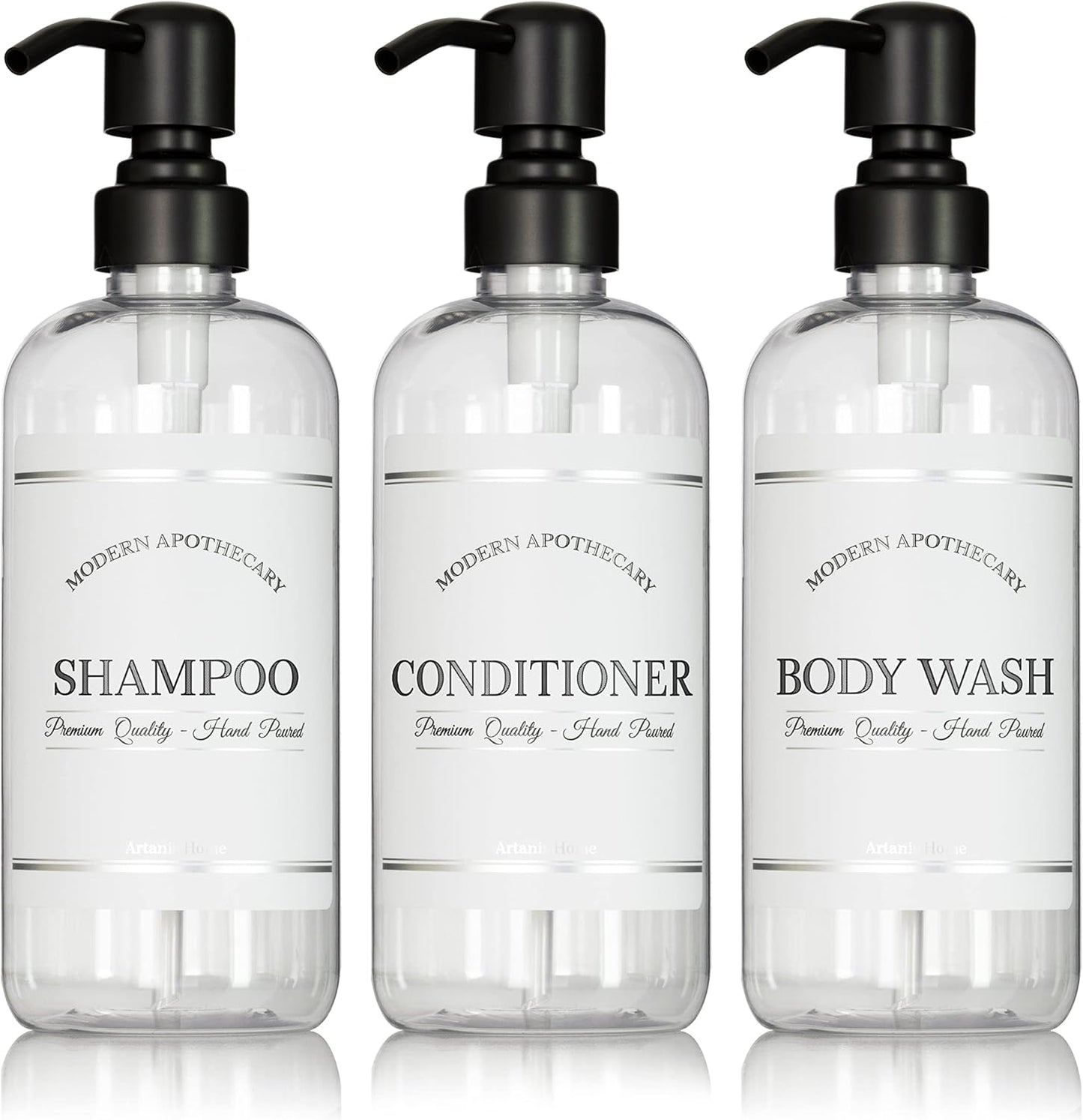 Clear Refillable Shampoo and Conditioner Bottles - Body Wash, Shampoo and Conditioner Dispenser