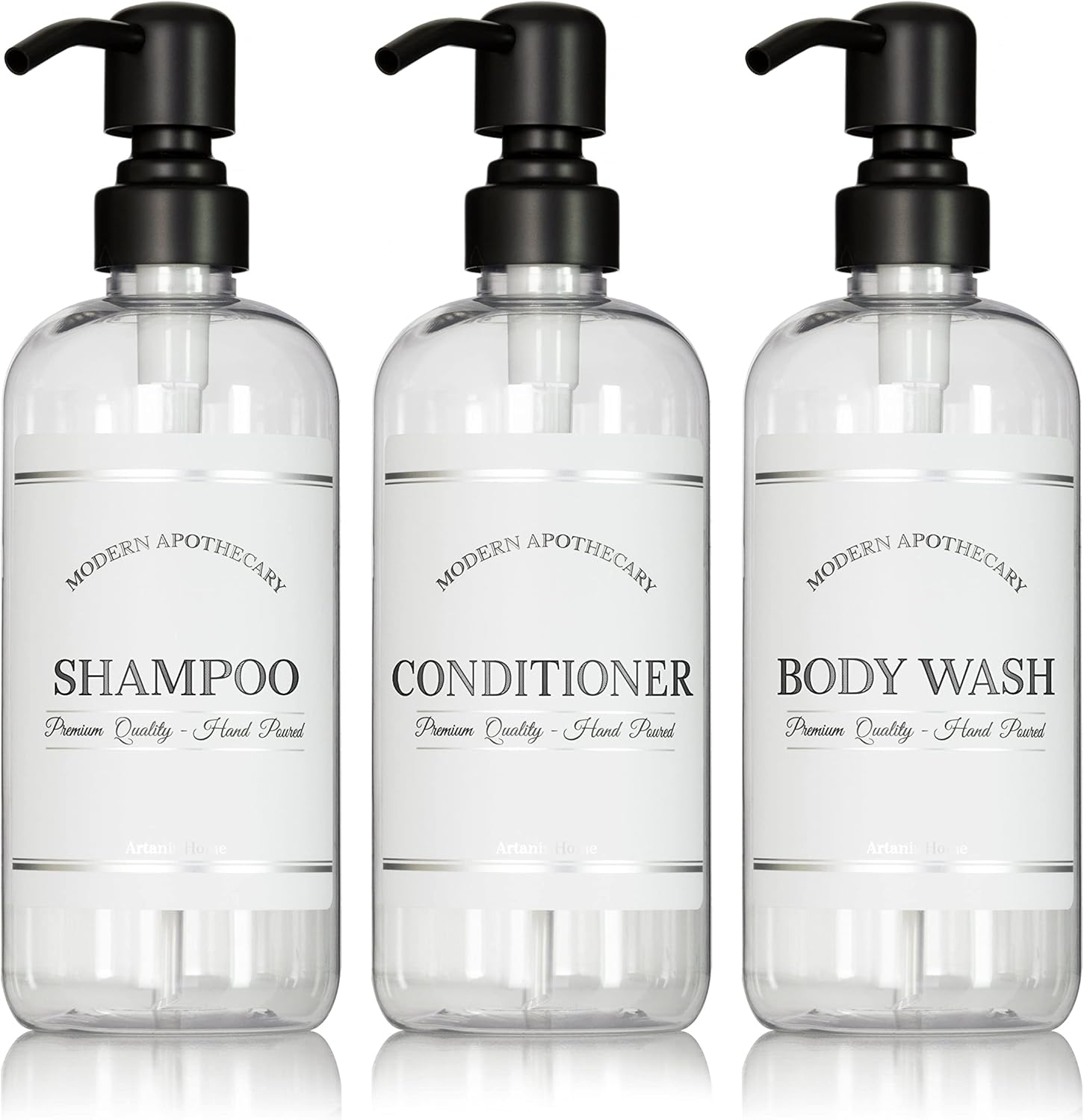 Clear Refillable Shampoo and Conditioner Bottles - Body Wash, Shampoo and Conditioner Dispenser