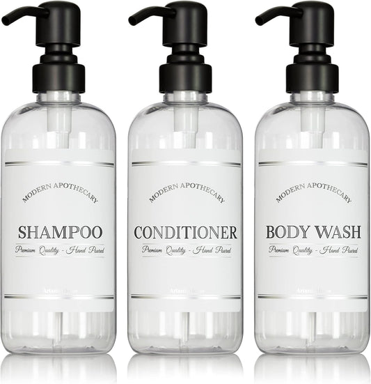 Clear Refillable Shampoo and Conditioner Bottles - Body Wash, Shampoo and Conditioner Dispenser