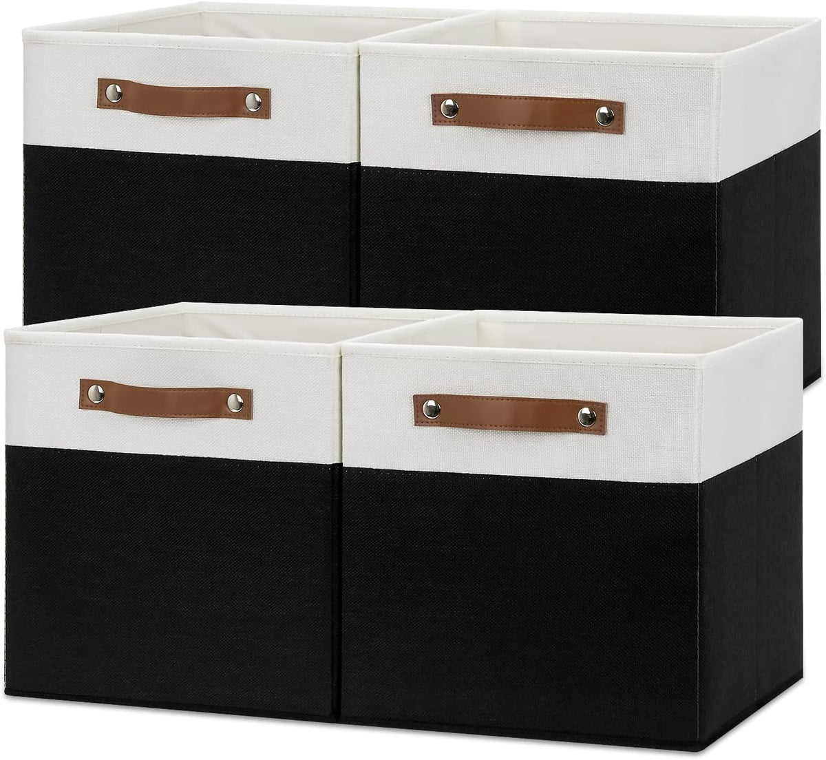 Temary Foldable Storage Cubes Set of 4 - Organizers with Handles, Decorative Storage Boxes for