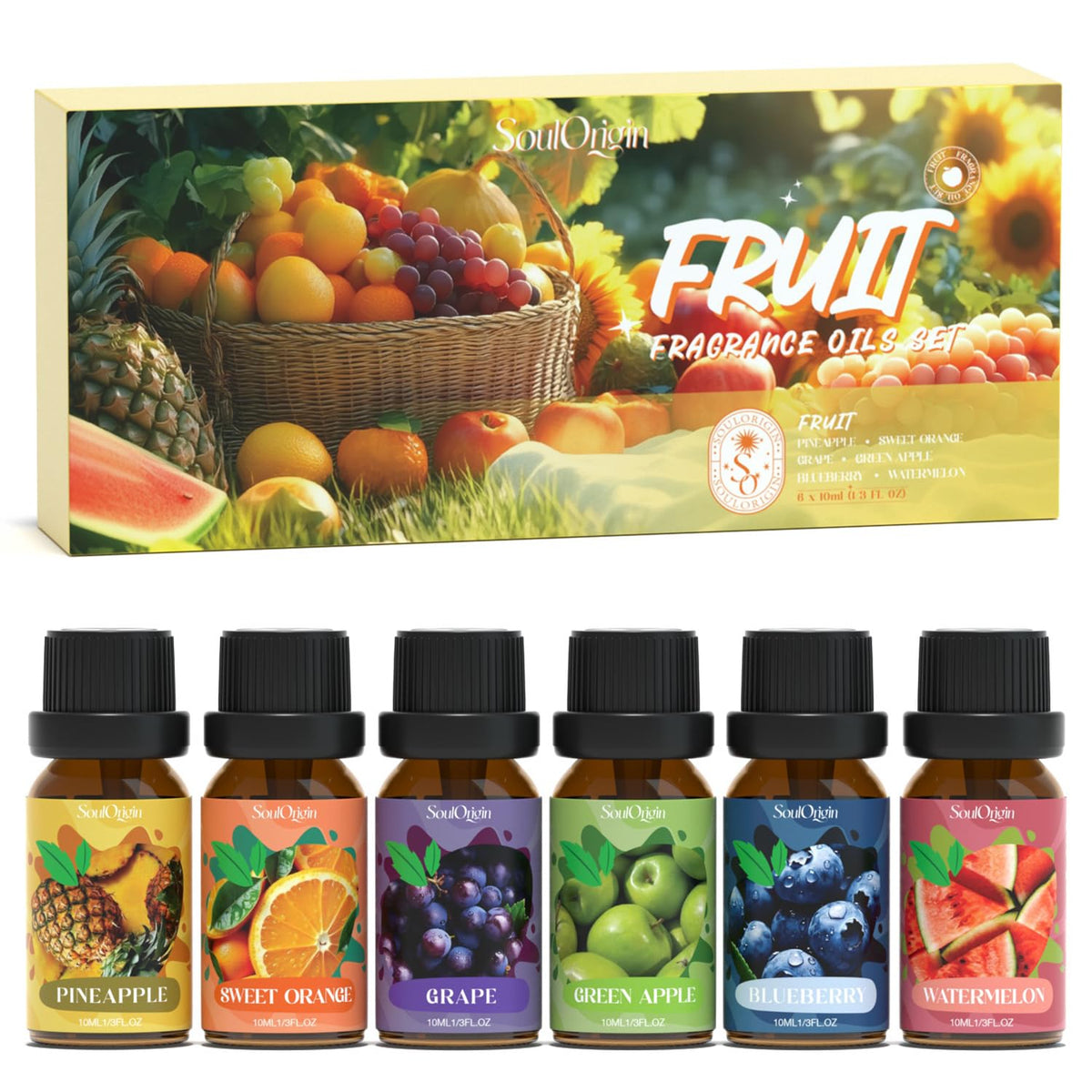 Fruit Essential Oils Set, Fragrance Oil Set for Diffuser, Scent Diffuser Oil for Candle Making