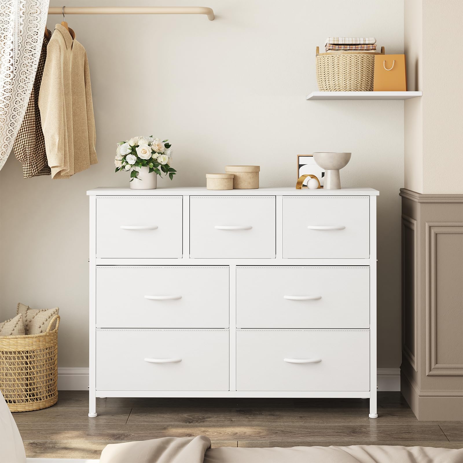 OLIXIS 7 Drawer Fabric Dresser, Storage Tower for Bedroom and Closet