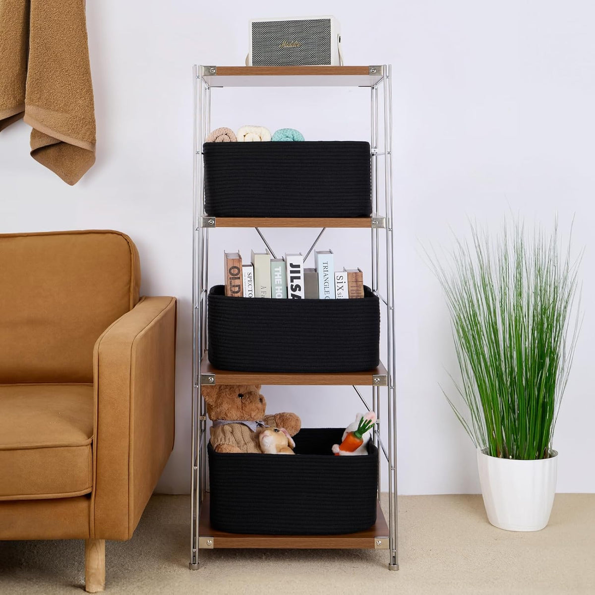 Large Storage Baskets for Organizing, Closet Shelf Baskets for Clothes Blanket Towels, Baby