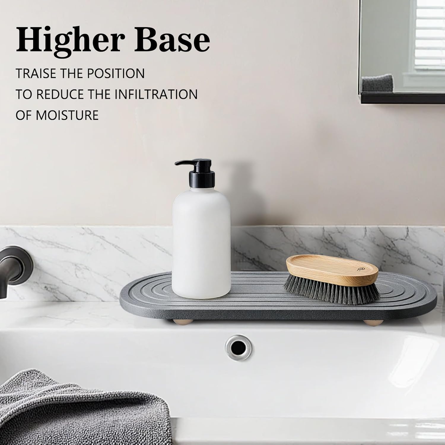 Instant Dry Sink Caddy Organizer, Fast Drying Sink Caddy, Water Absorbing Stone Sponge Holder for