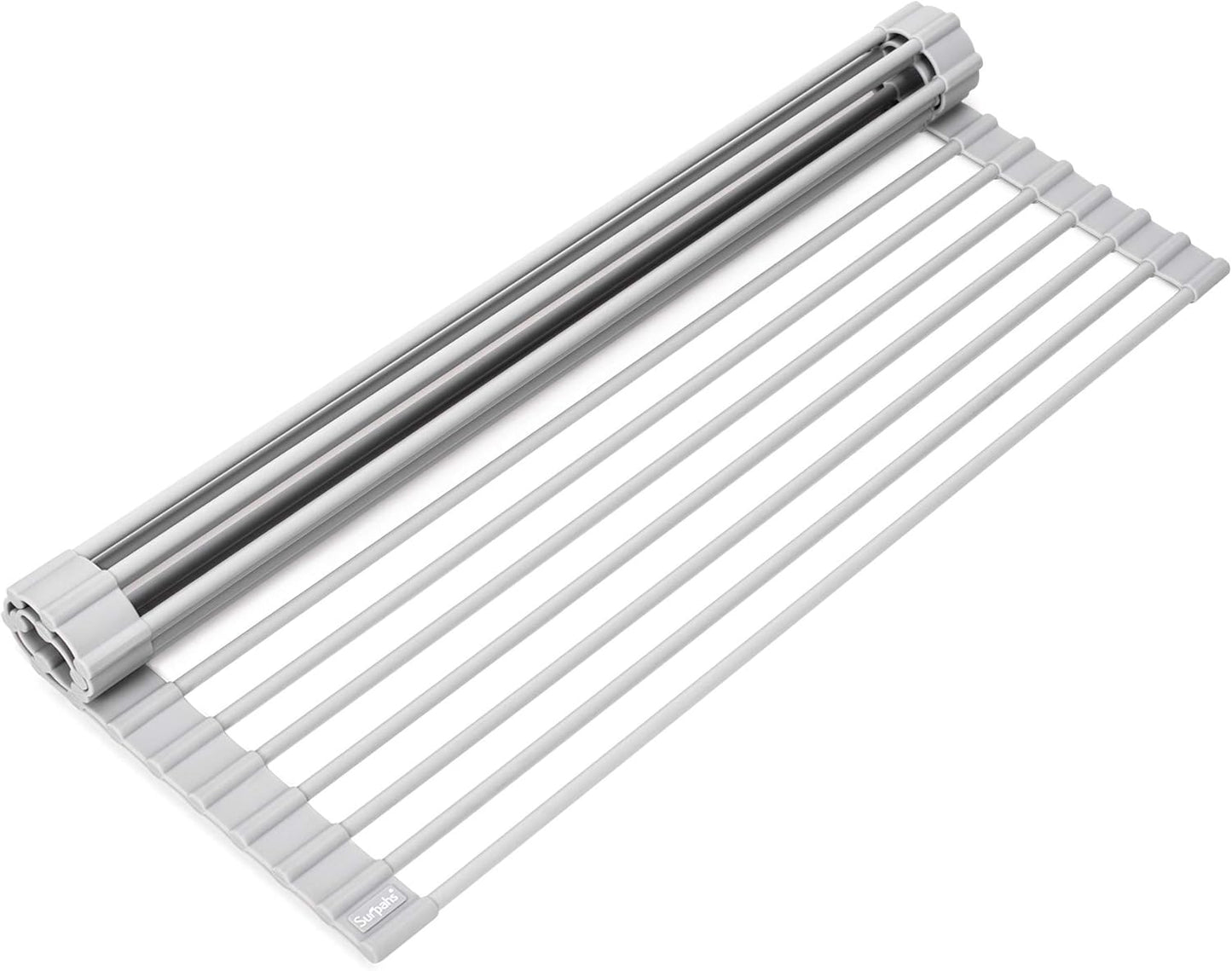Surpahs Over Sink Foldable Multipurpose Roll-Up Dish Drying Rack, Silicone Wrapped Stainless Steel