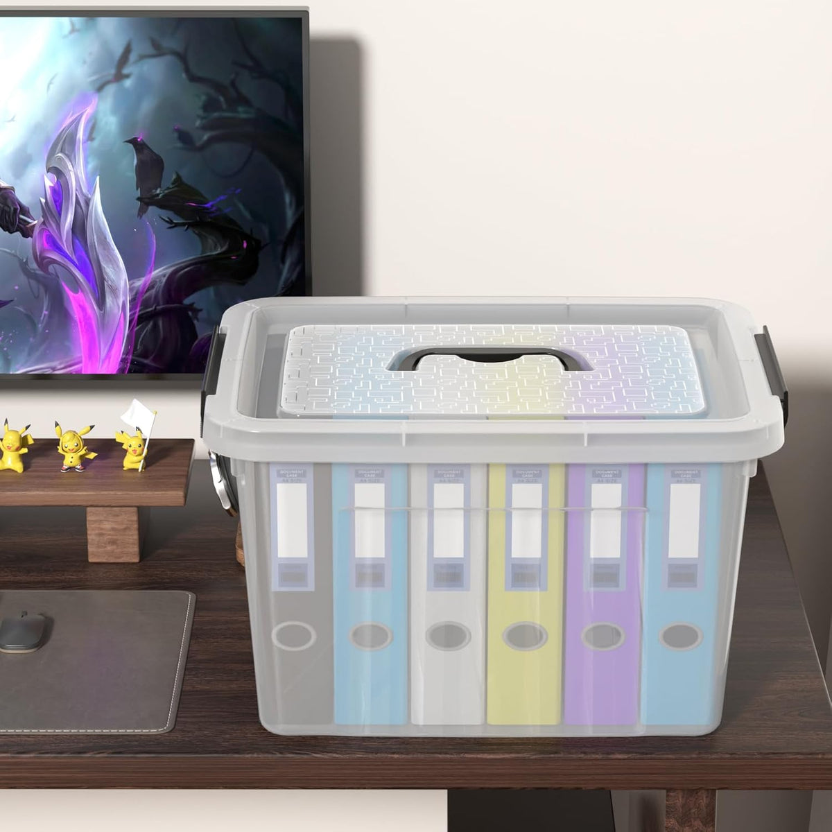 4 Packs 20 L Clear Plastic Storage Bins, Stackable Organizer Containers with Lids, Latching Box