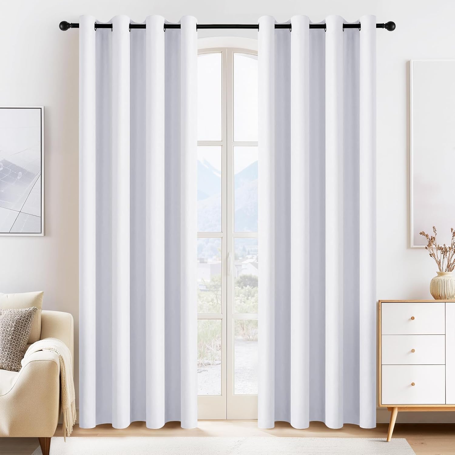 PONY DANCE Room Darkening Curtains - Window Treatments Thermal Insulated Elegant Curtain Panels
