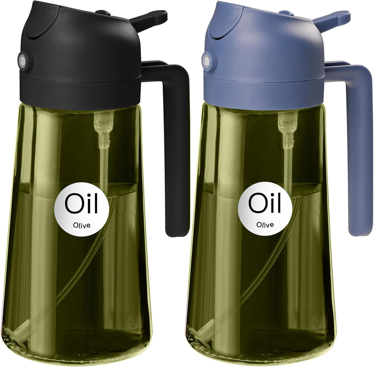 YARRAMATE 2Pcs 16oz/470ml Dark Green Oil Sprayer for Cooking with Stickers, Food-grade Premium 2 in