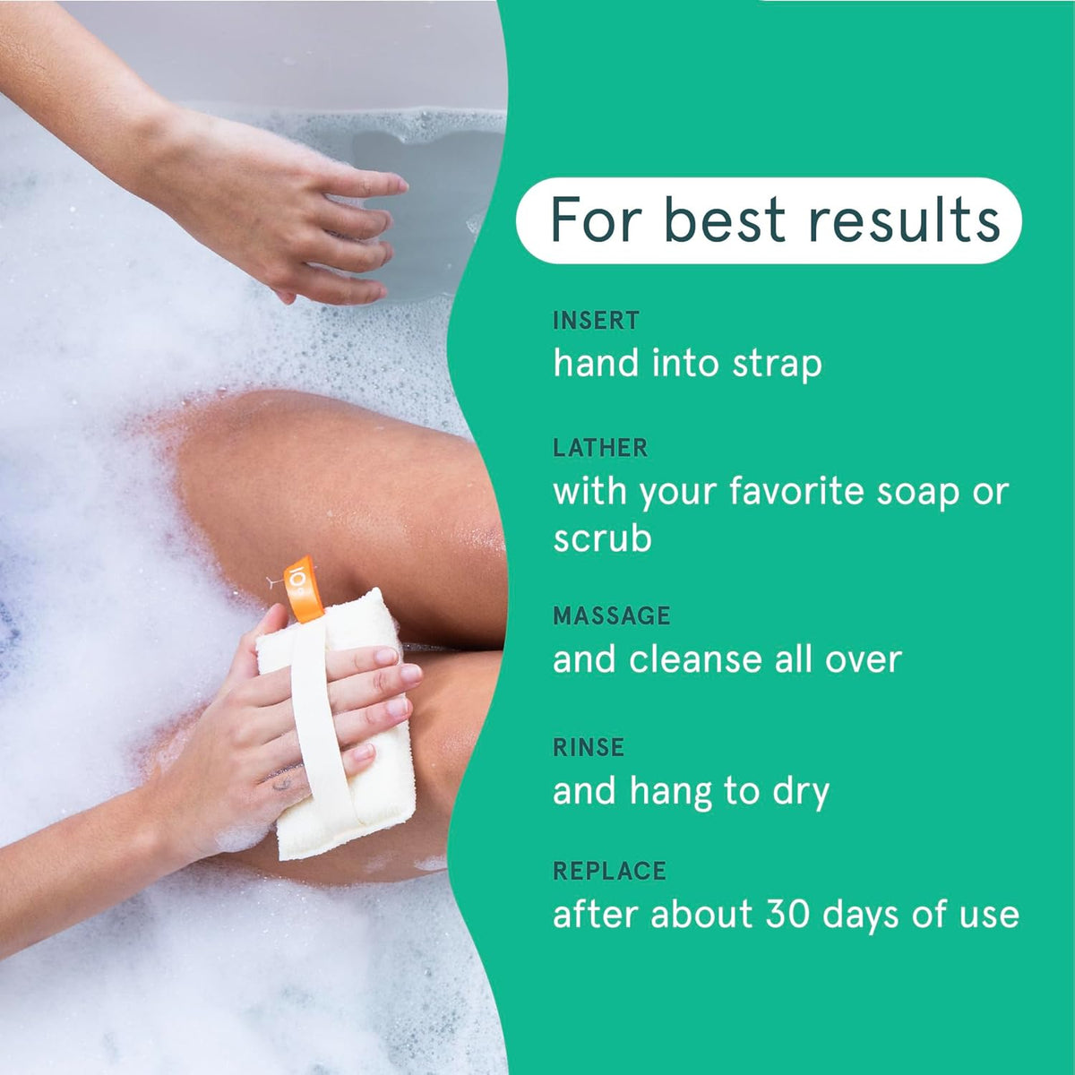 Cleanlogic Organic Cotton Exfoliating Body Scrubber, Reusable Exfoliator Tool for Smooth and Softer