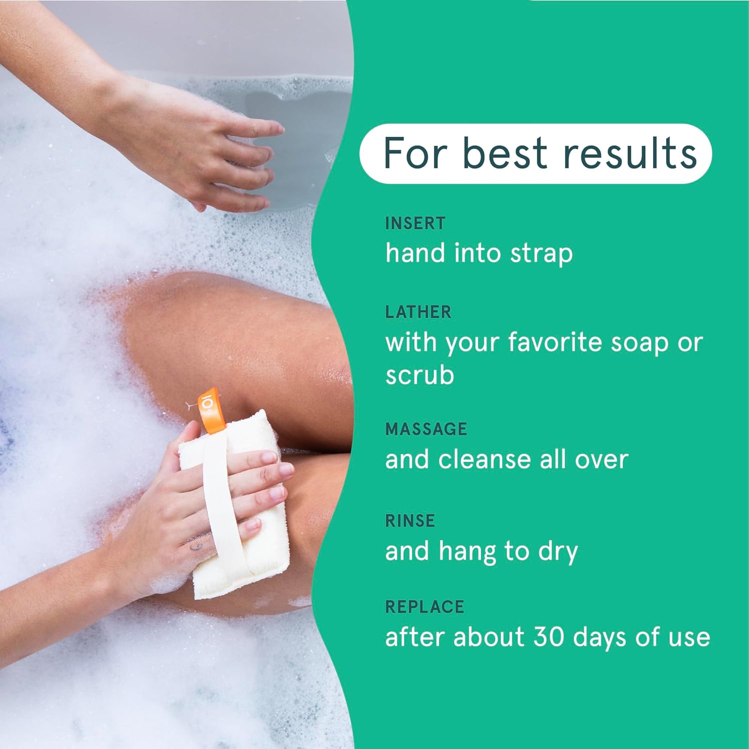 Cleanlogic Organic Cotton Exfoliating Body Scrubber, Reusable Exfoliator Tool for Smooth and Softer