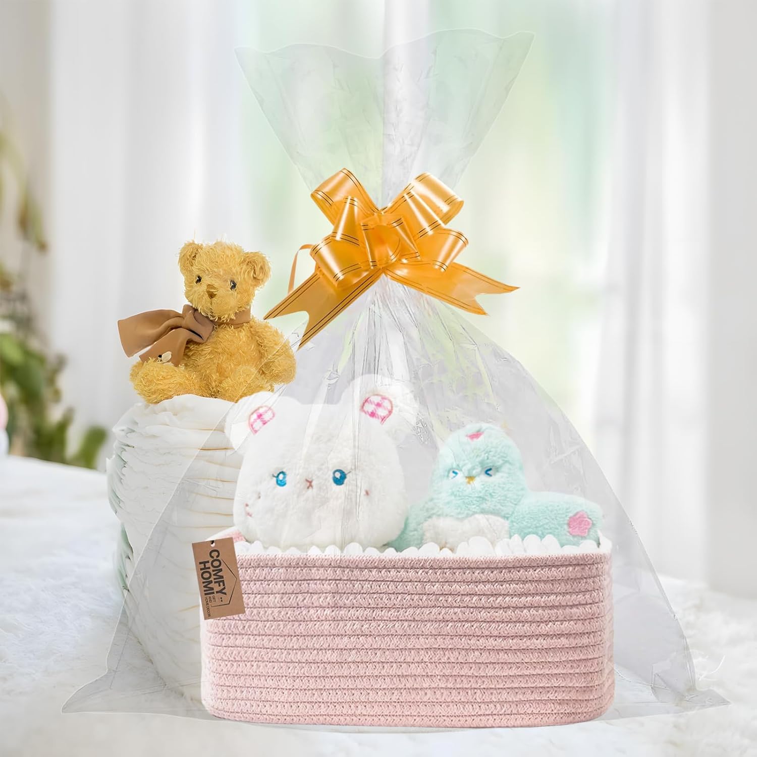 COMFY-HOMI 13" x 8.5" x 5.1"Storage Baskets for Organizing | Cotton Rope Woven Basket | Toy Storage