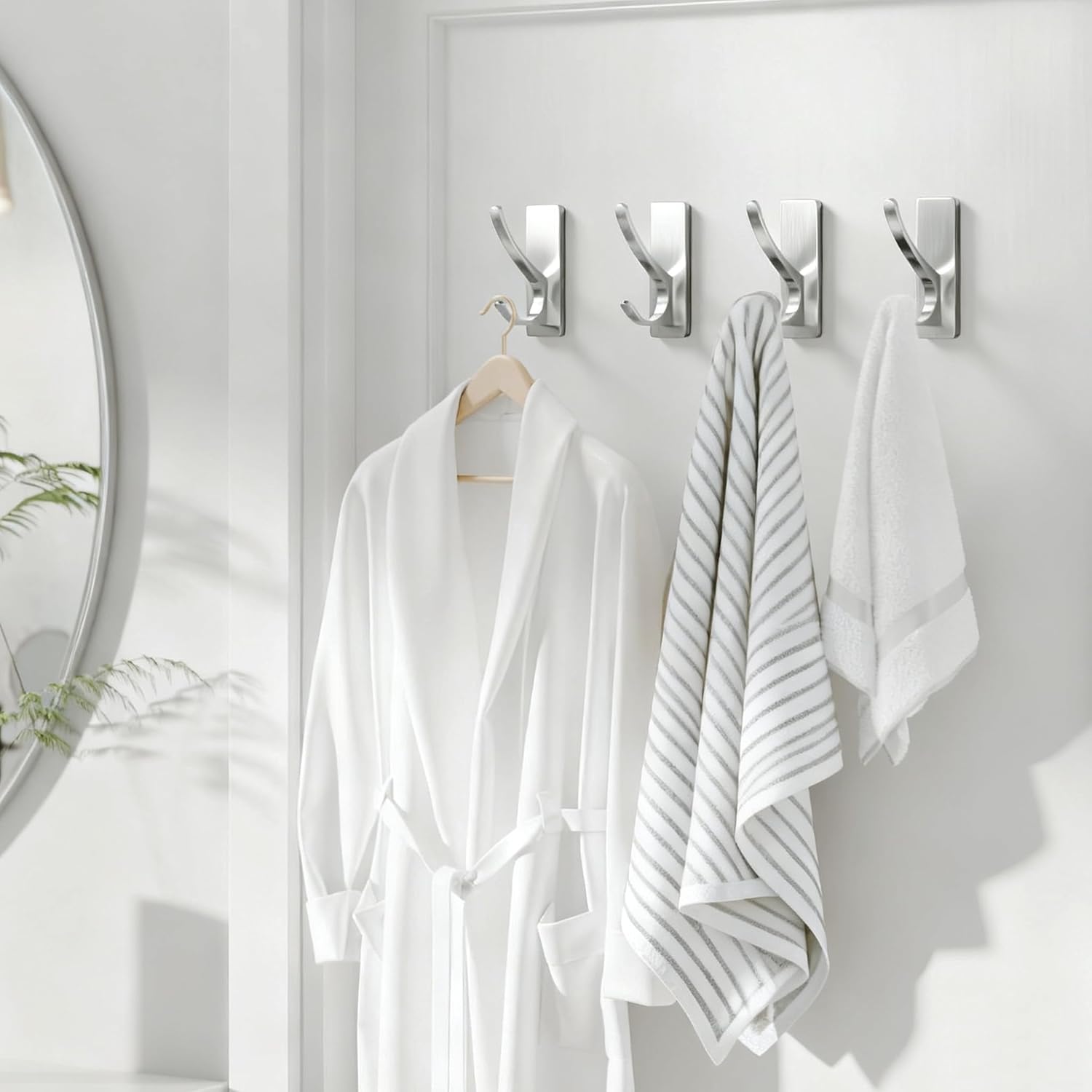 Self Adhesive Coat Hooks for Hanging: Heavy Duty Stainless Wall Hook for Towel, Backpack, Hat