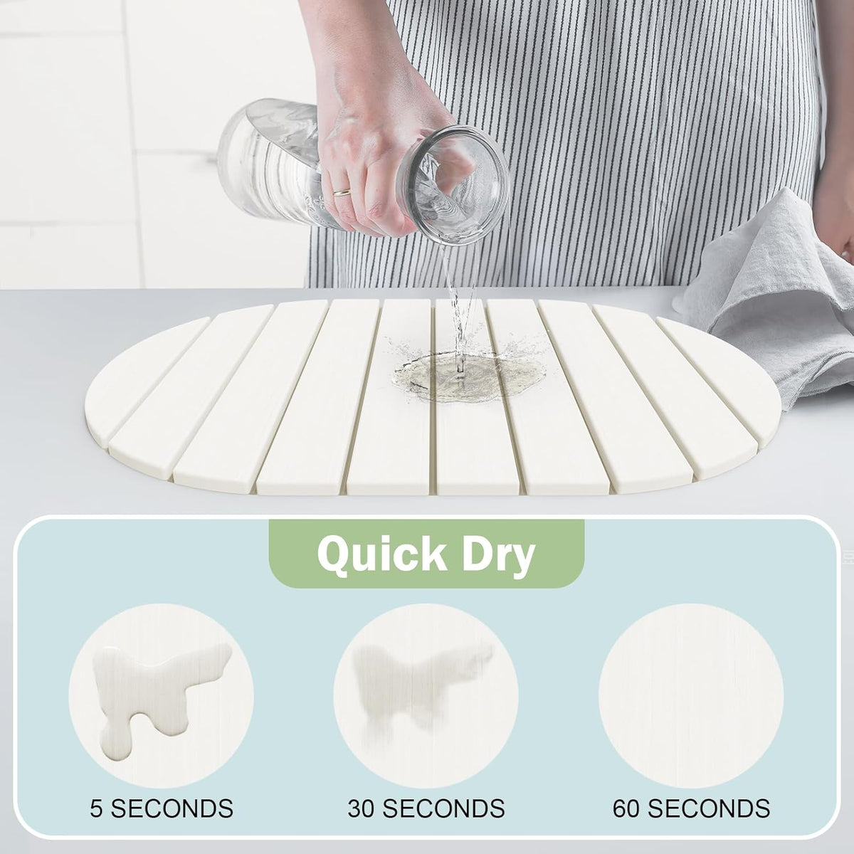Stone Dish Drying Mat for Kitchen Counter,24"(L)×16"(W) Collapsible Fast-Drying Diatomaceous Earth