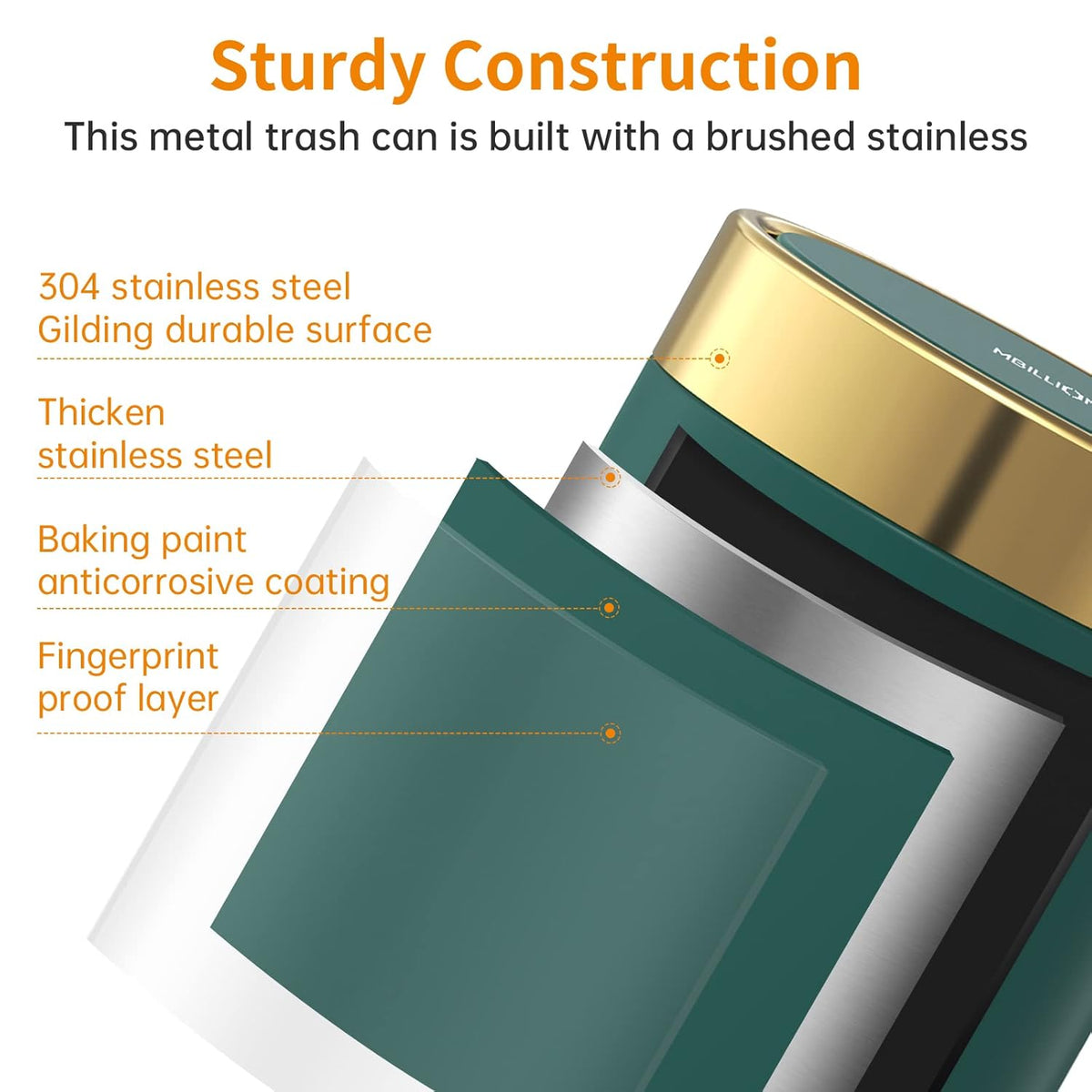 Mini Trash Can with Lid, Desktop Small Trash Can Recycling Bin Cute Metal Garbage Can for Tabletop