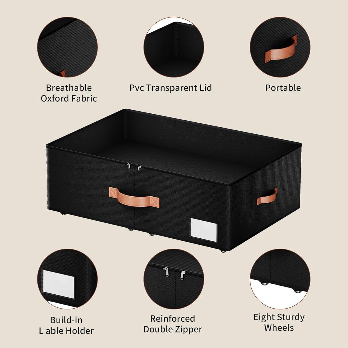 Underbed Storage With Wheels,Large Capacity 10 inches Height Storage Bins,Rolling Underbed Shoe