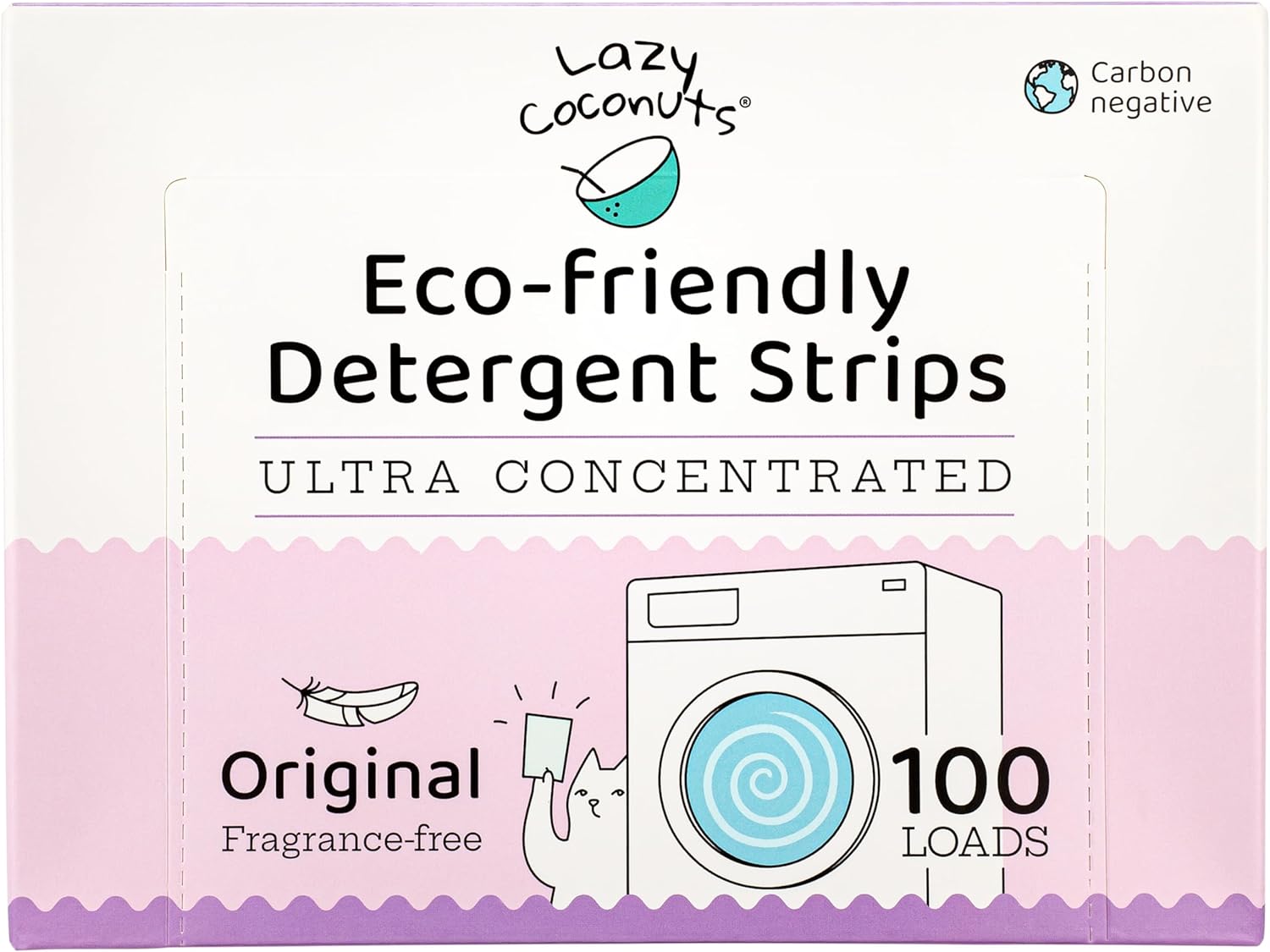 LAZY COCONUTS Eco Friendly, Plant Powered Laundry Detergent Strips - 100 Loads - Fragrance Free