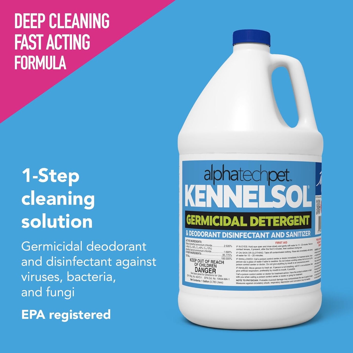 ATP KennelSol 1-Step Kennel Cleaner - 1 Gallon Liquid Disinfectant, Effective Against Bacteria and