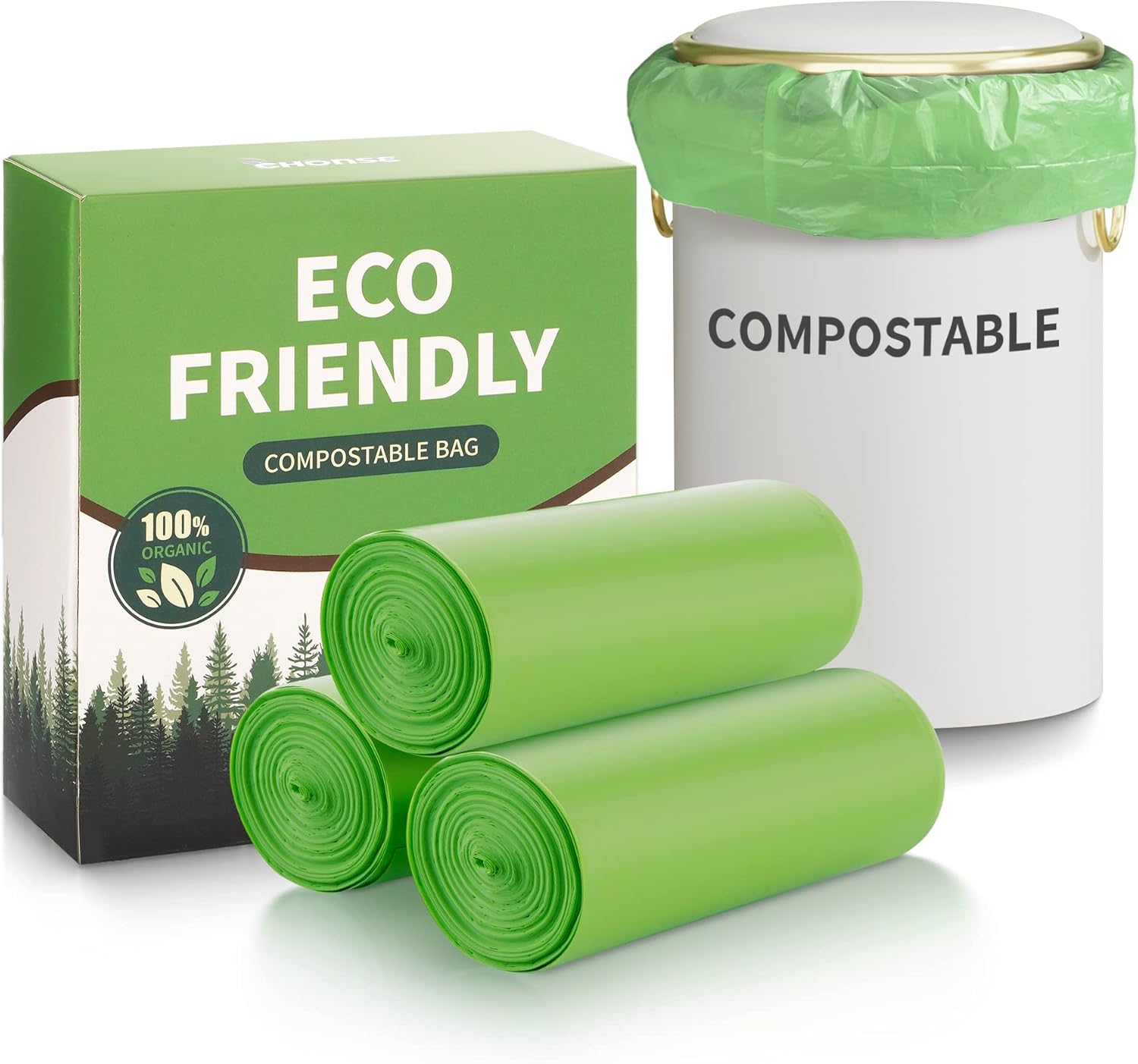 5 Gallon Trash Bags Compostable Compost Small Garbage Bag Extra Thick 0.78 Mil for Kitchen Bathroom