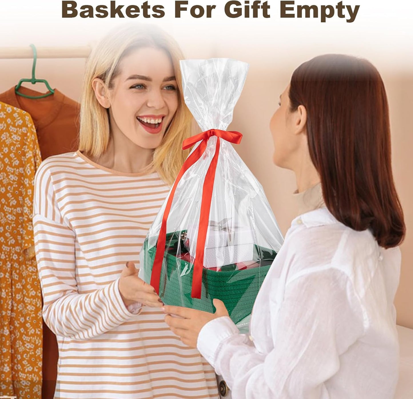 3 Pack Small Storage Baskets for Organizing, Cute Woven Decorative Gift Baskets for Shelves, Mini
