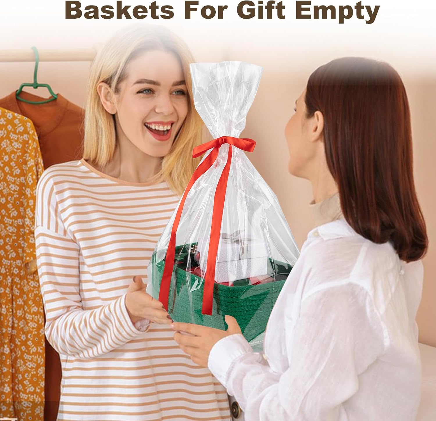 3 Pack Small Storage Baskets for Organizing, Cute Woven Decorative Gift Baskets for Shelves, Mini
