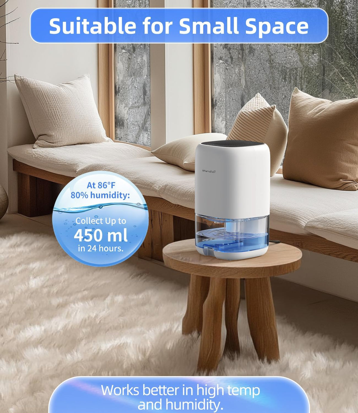 Dehumidifier,TABYIK 35 OZ Small Dehumidifiers for Room for Home, Quiet with Auto Shut Off