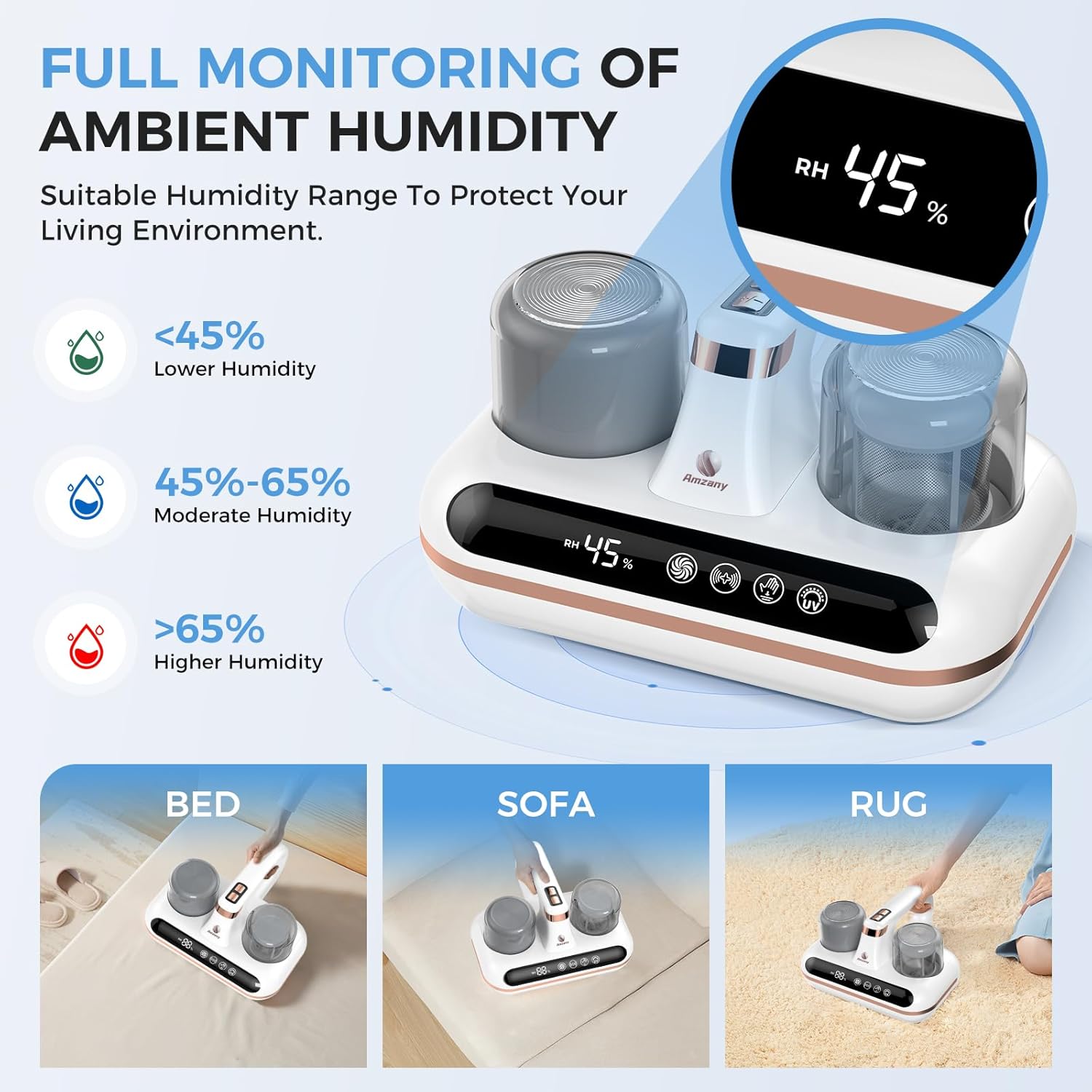 Mattress Vacuum Cleaner - 5-in-1 Cordless Bed Vacuum Cleaner, Powered by UV-C Light & Ultrasonic