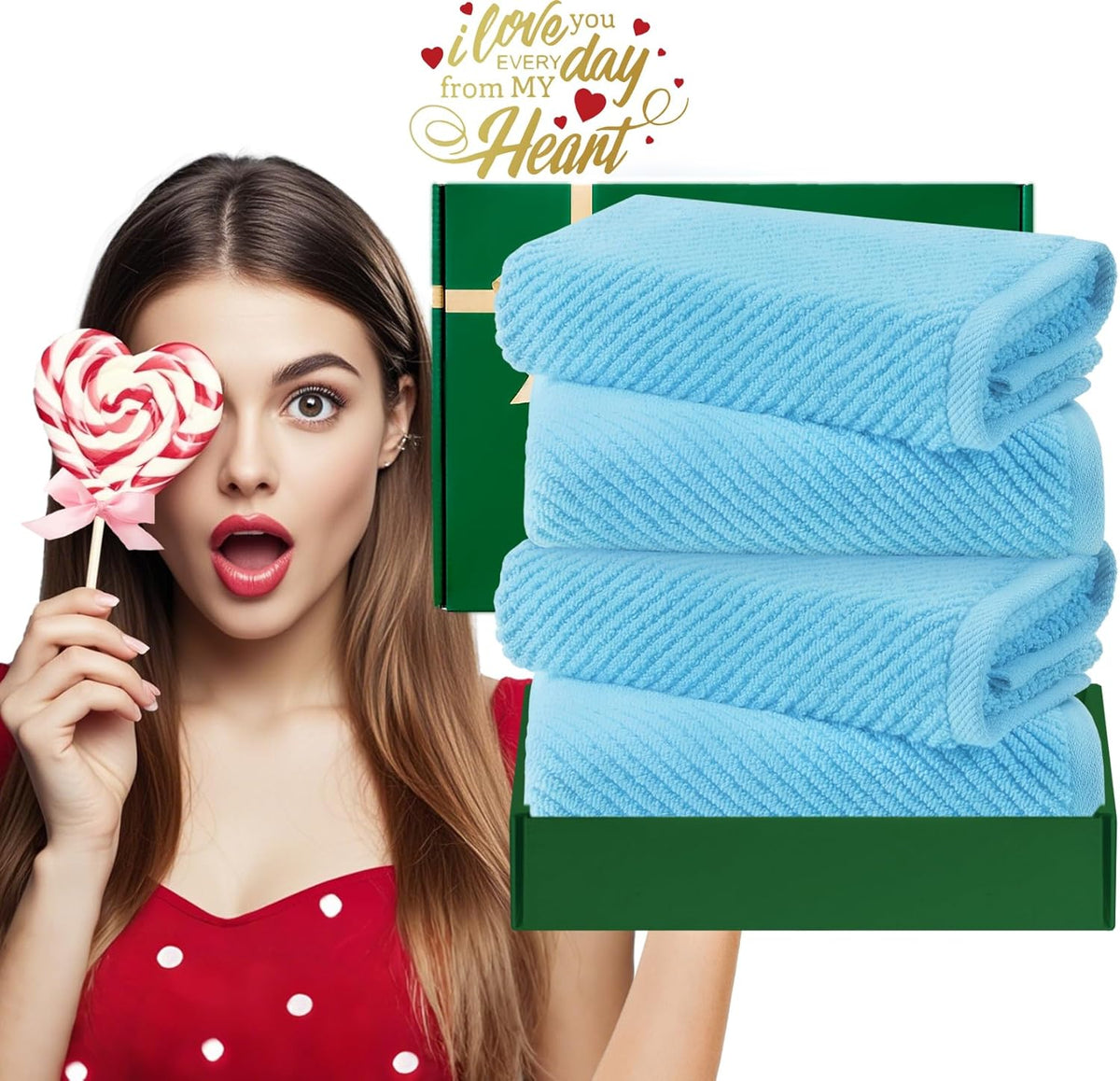 VOOVA & MOVAS Hand Towels for Bathroom Set of 4，Large 18"x 28" - 100% Cotton | Lightweight | Thick