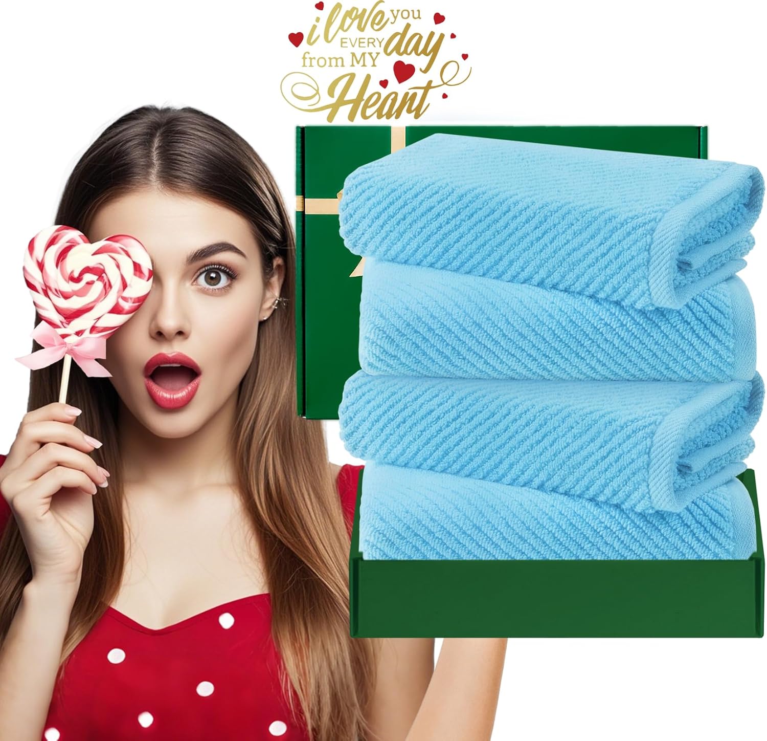 VOOVA & MOVAS Hand Towels for Bathroom Set of 4，Large 18"x 28" - 100% Cotton | Lightweight | Thick