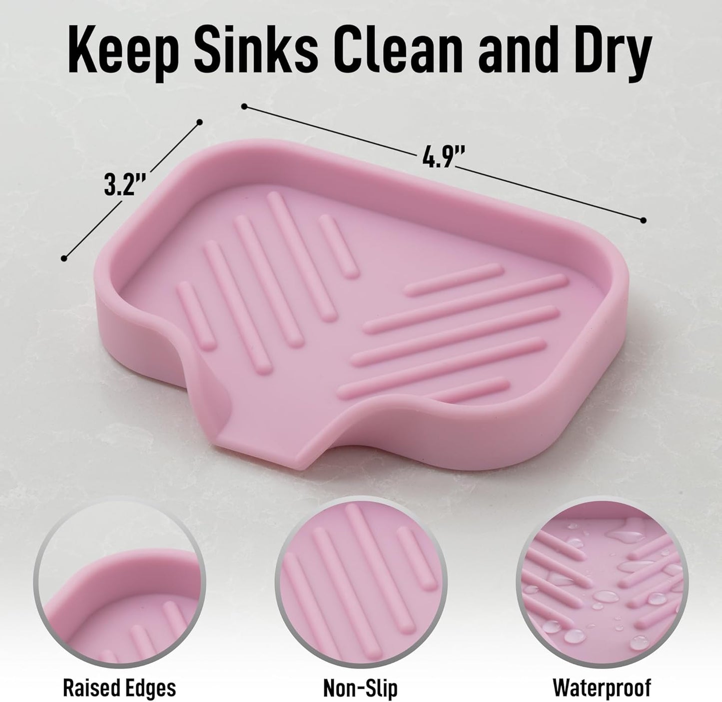 Zulay Kitchen Small Silicone Sponge Holder (4.9x3.3”) – Space-Saving Sink Organizer Tray for