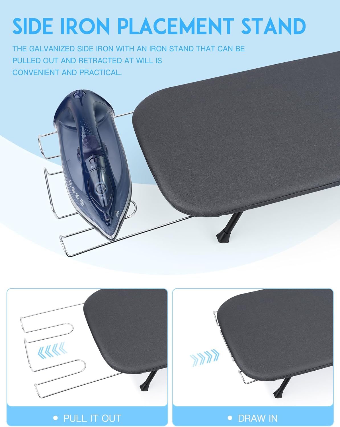 BiJun Small Ironing Board, Foldable Table Top Ompact Portable Mini Ironing Board w/Iron Rest, Set