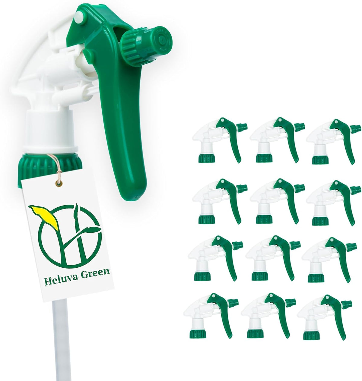 Heluva Green Spray Bottle Nozzle Replacement, Bottle Tops Only - Sprayer Nozzle Triggers for Heavy