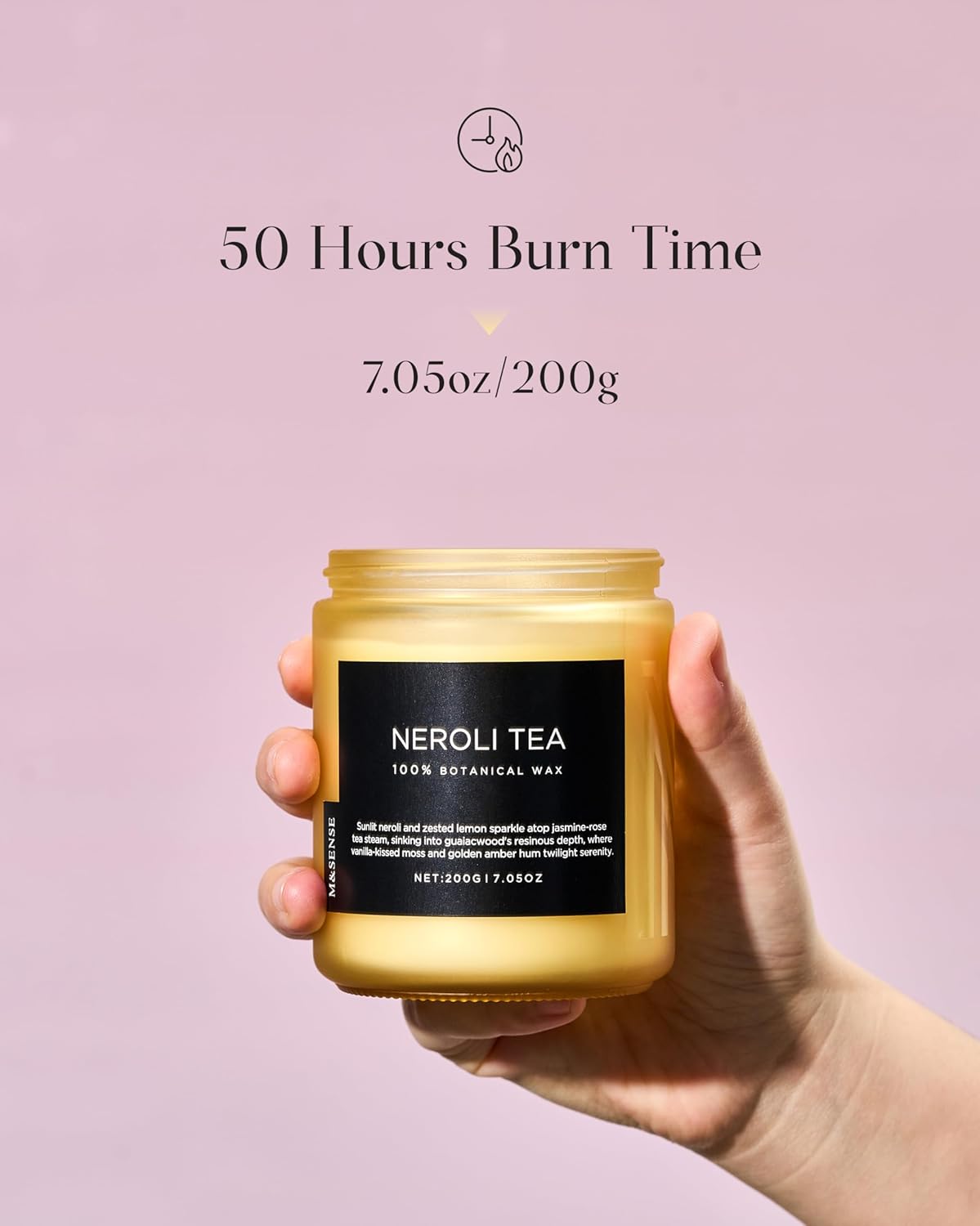 M&SENSE Neroli Tea Scented Candle, 7.05oz 50 Hours Long Lasting Burn 2 Wick Non Toxic Natural Soy