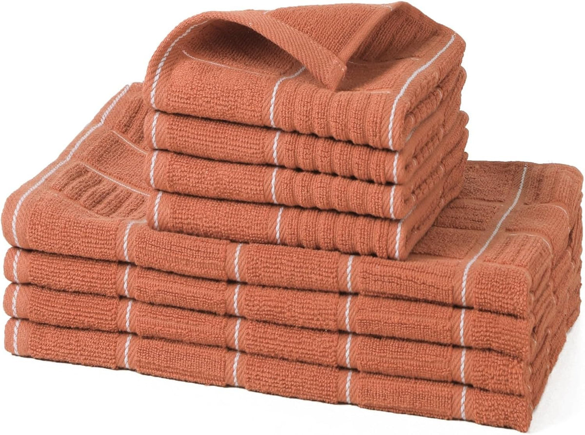 Glynniss Kitchen Towels and Dishcloths Set, Four Kitchen Dish Towels 16x26 Inches, Four Absorbent