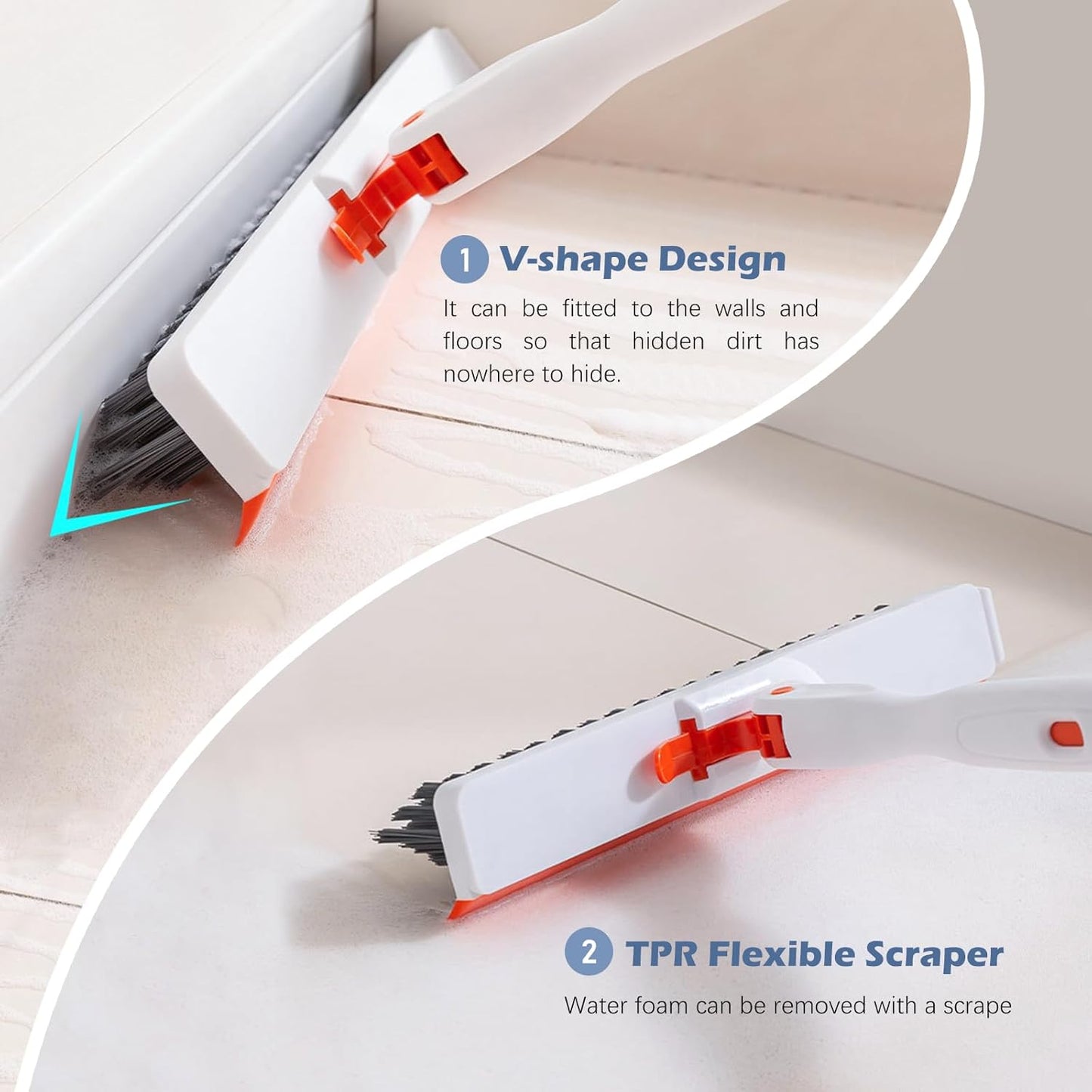 SetSail 4-in-1 Tile Tub Floor Scrubber with 52-inch Adjustable Long Handle Shower Cleaner Brush