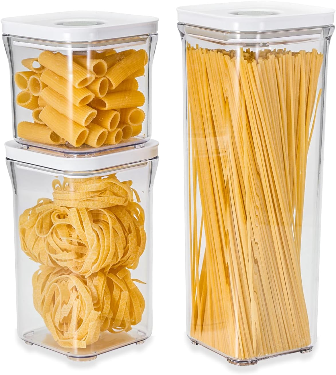 VAKUEN Premium Airtight Food Storage Containers, Square-S 3PC-SET, Smart One-Click Seal Lid, No