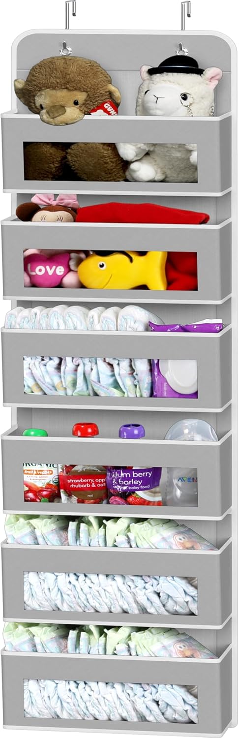 SIMPLE HOUSEWARE 6 Clear Window Pocket Over Closet Door Storage Hanging Organizer for Bedroom