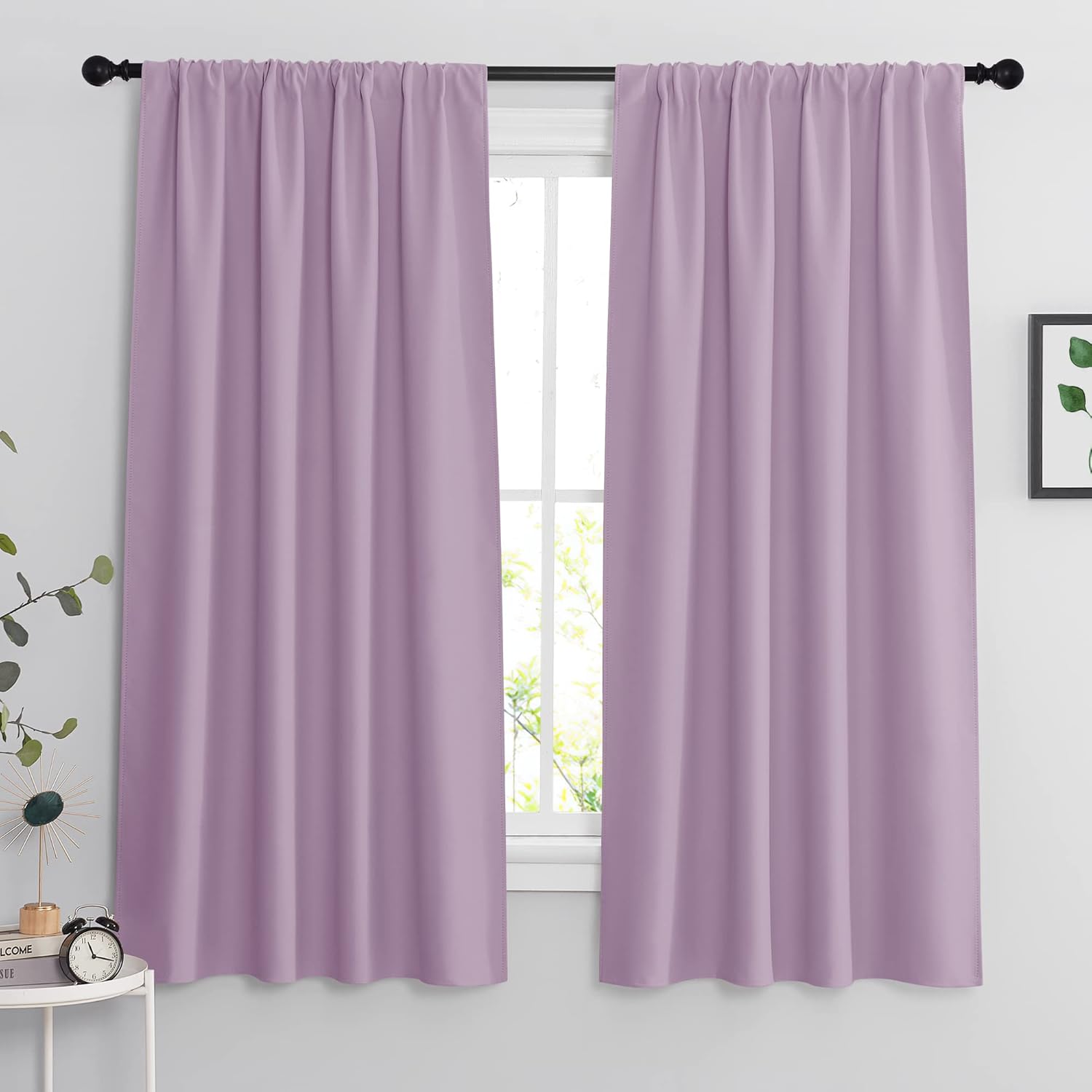 RYB HOME Bedroom Curtains Solid Blackout Panels Rod Pocket Thermal Insulated Window Drapes for