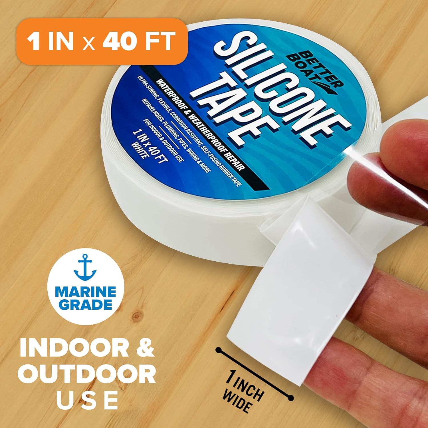 White Heavy Duty Silicone Tape, Self-Fusing Rubber Hose and Plumbing Water Pipe Repair Seal, Coax
