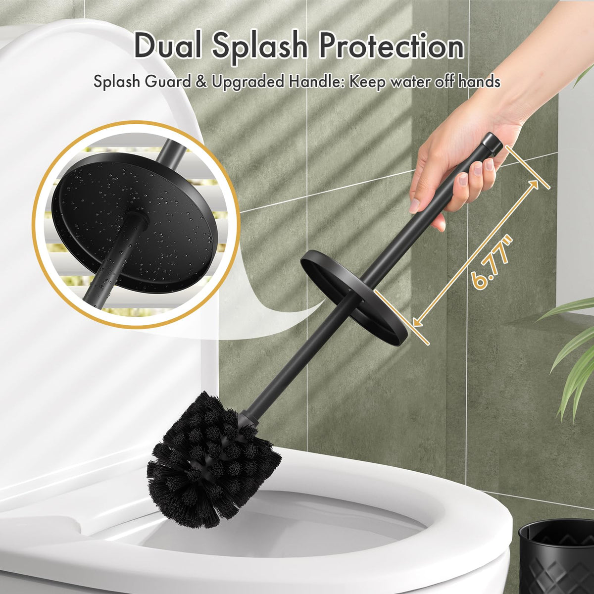 Bathway Toilet Bowl Brush and Holder Set 2 Pack with 4 Extra Brush Heads (Black) – view 3