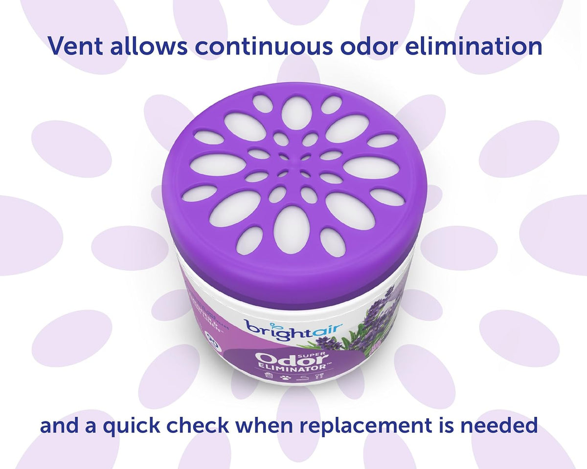 Bright Air 14 oz. Super Odor Eliminator, For Medium-Size Spaces, Lavender & Fresh Linen Scent, Case