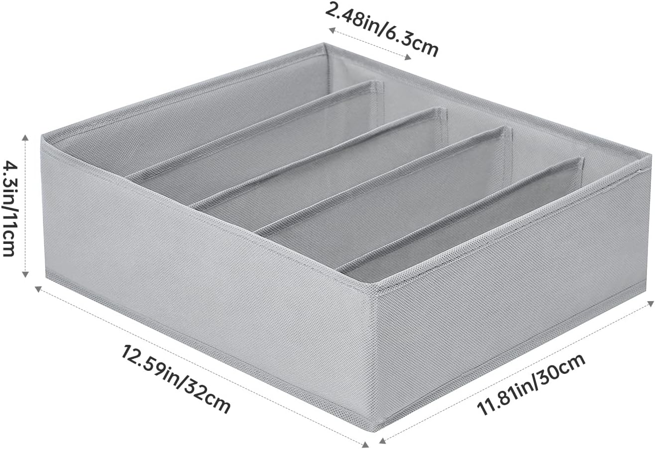 4 Packs Wardrobe Clothes Organizer,5 Grids Washable Portable Closet Organizer Storage Box Foldable