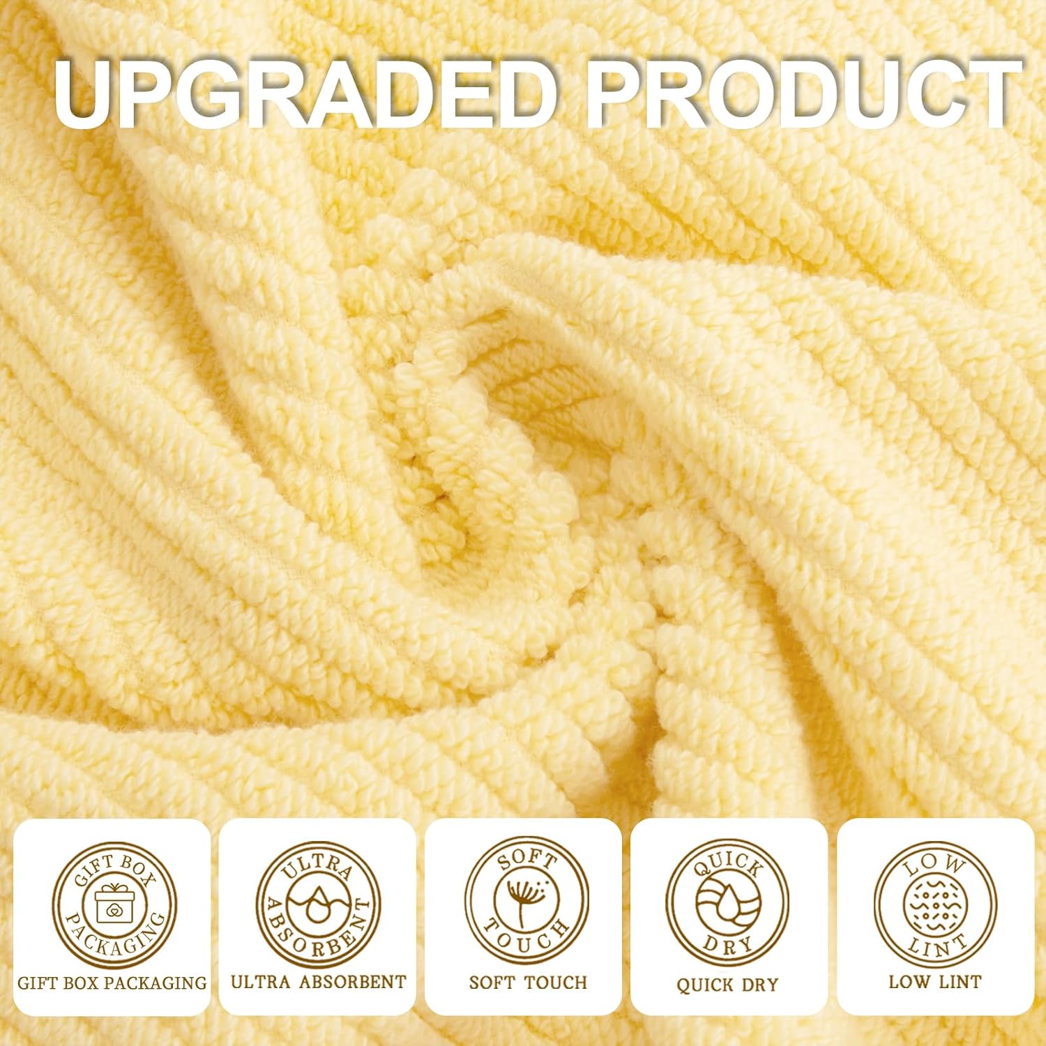VOOVA & MOVAS Yellow Hand Towels for Bathroom, 4 Pack Large 18" x 28" - 100% Cotton | Lightweight |