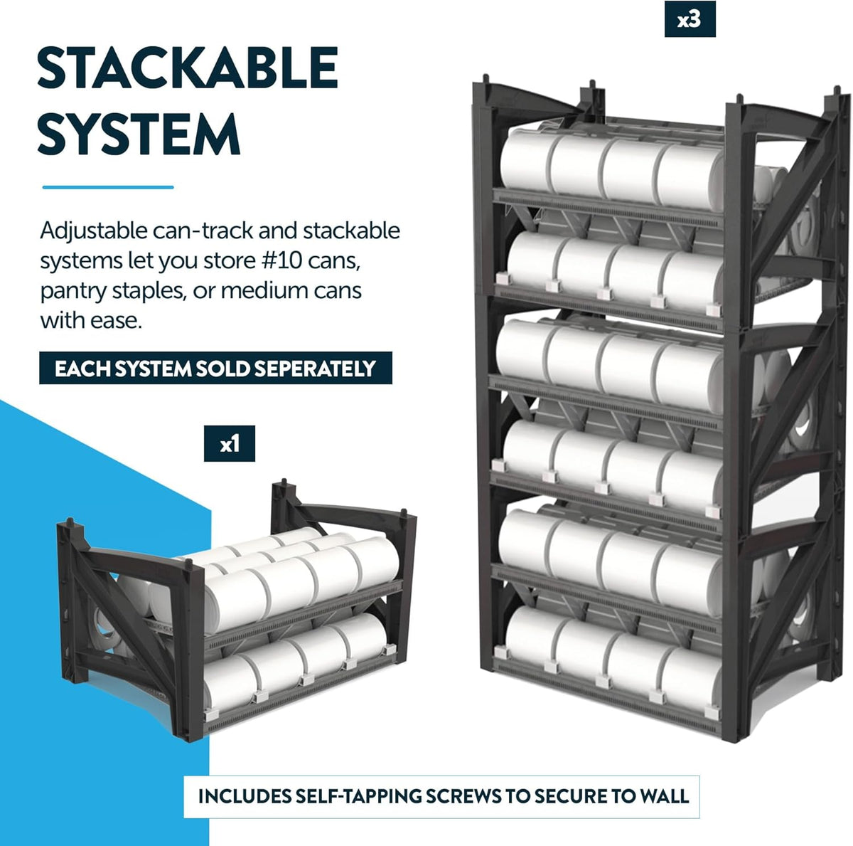 Shelf Reliance Cansolidator Max Small - 1-Pack Can Organizer for Pantry, Stackable Soda Can Storage