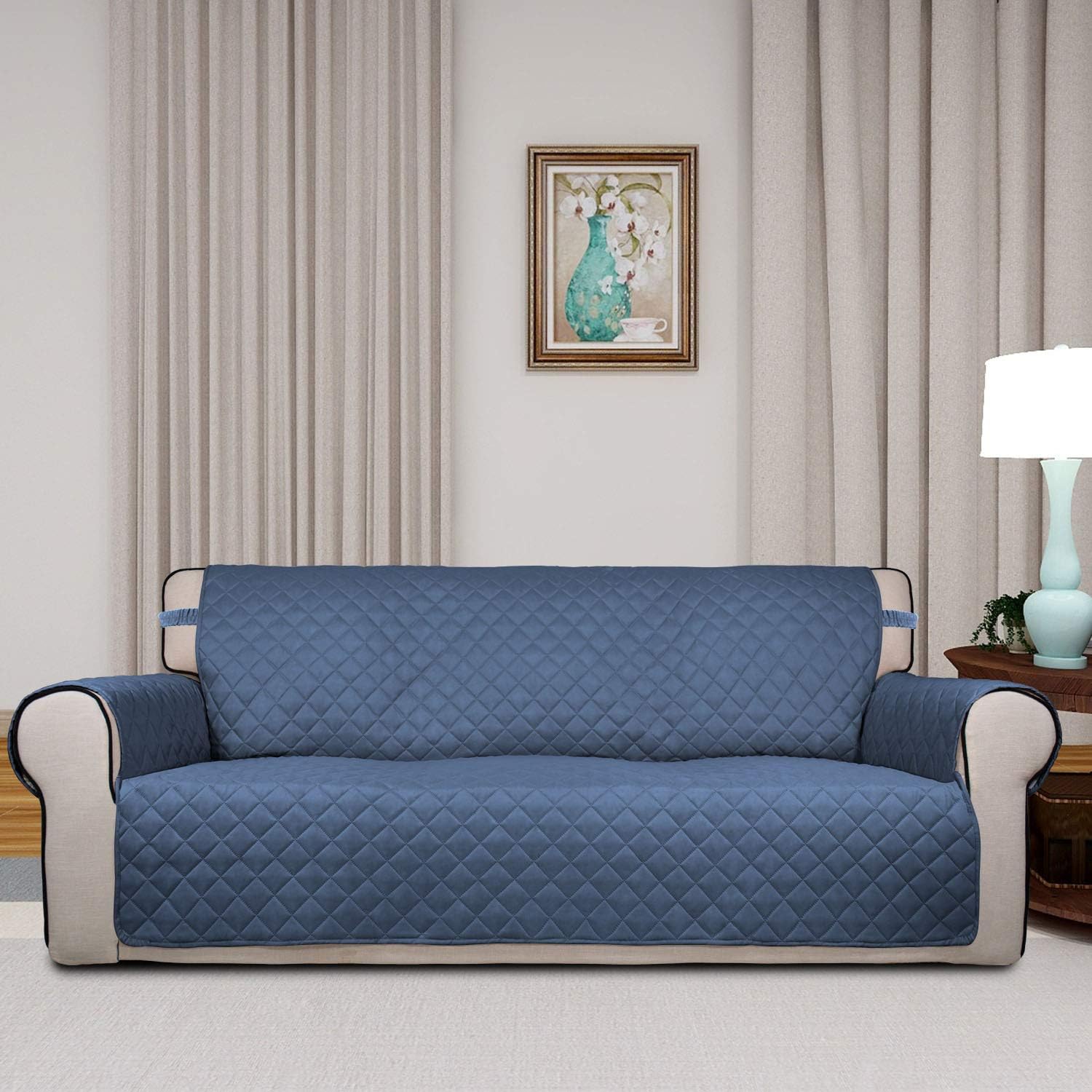 PureFit Reversible Quilted Sofa Cover, Water Resistant Slipcover Furniture Protector, Washable