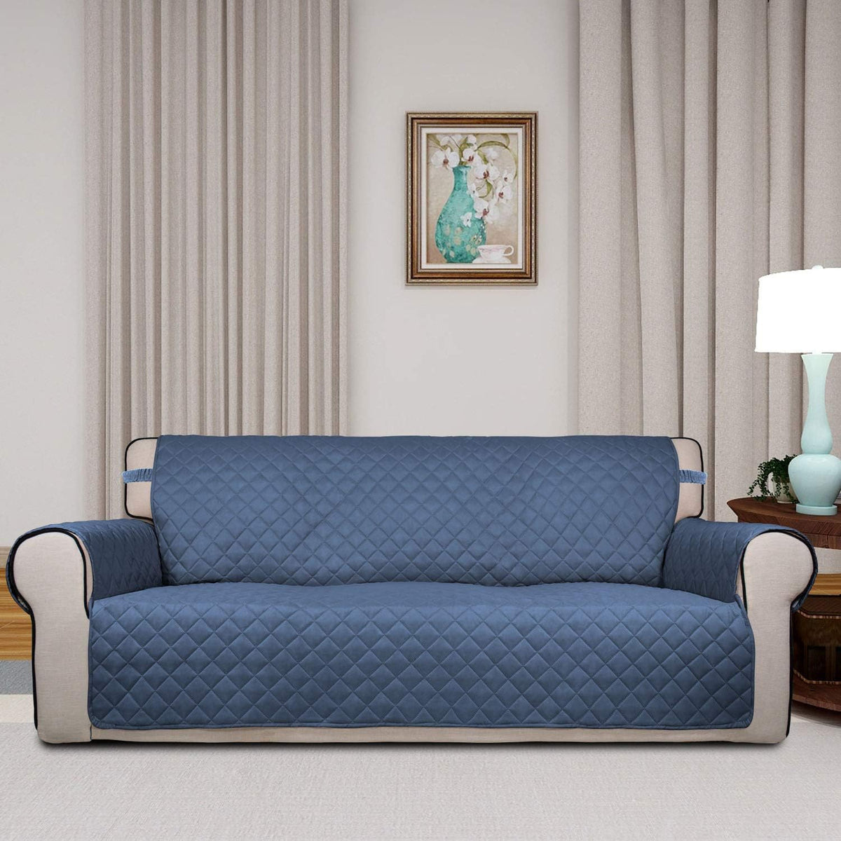 PureFit Reversible Quilted Sofa Cover, Water Resistant Slipcover Furniture Protector, Washable