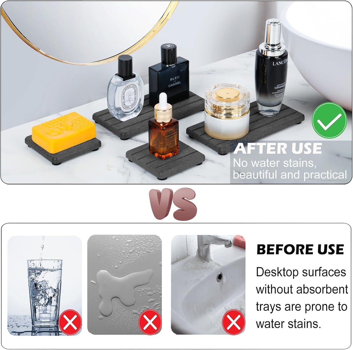3PCS Stone Drying Tray, Stone Soap Tray, Water Absorbing Stones Trays for Sink, Fast Dry Diatomite