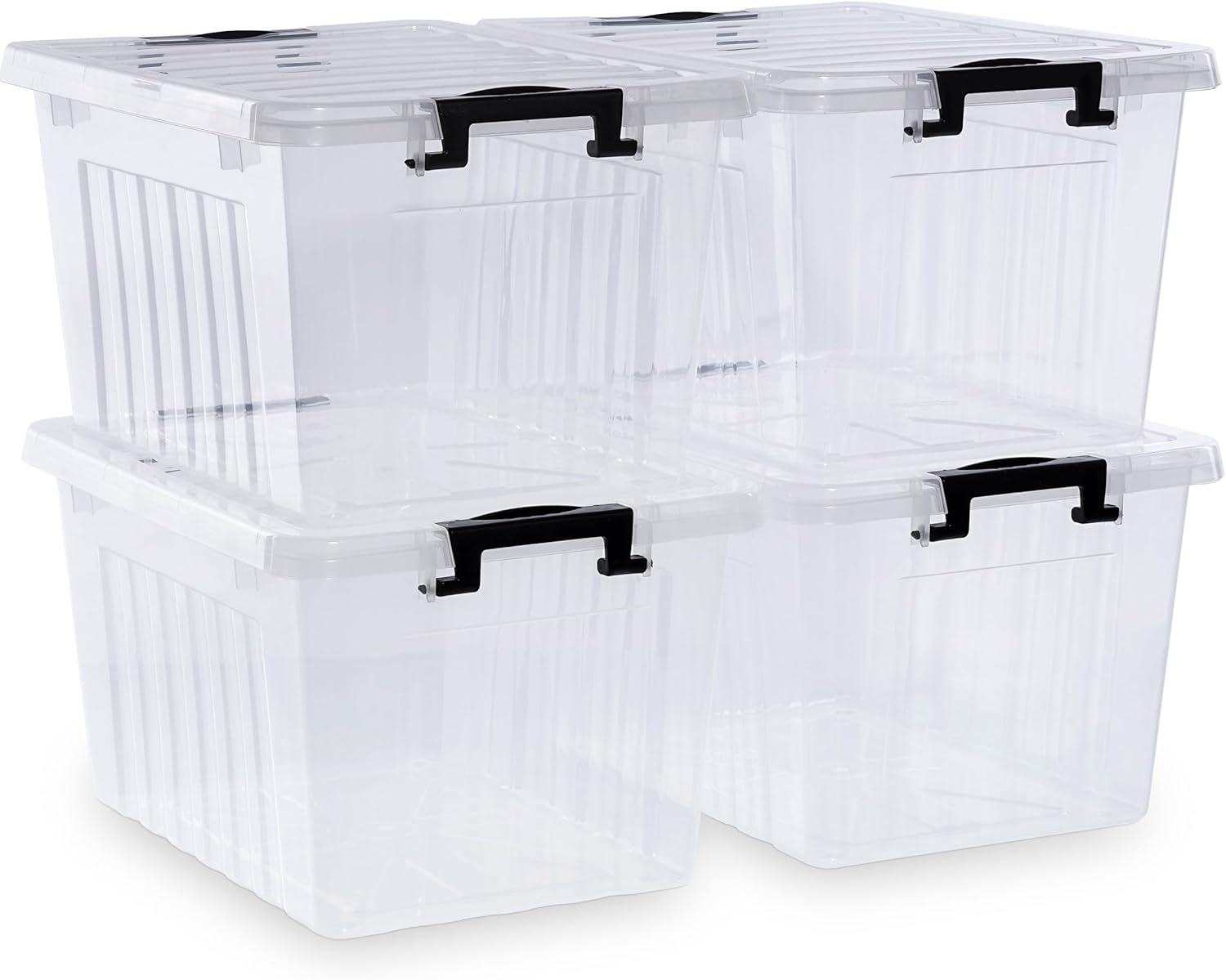 Citylife 22 QT Clear Plastic Storage Bins with Lids Stackable and Nestable Storage Boxes with Lids