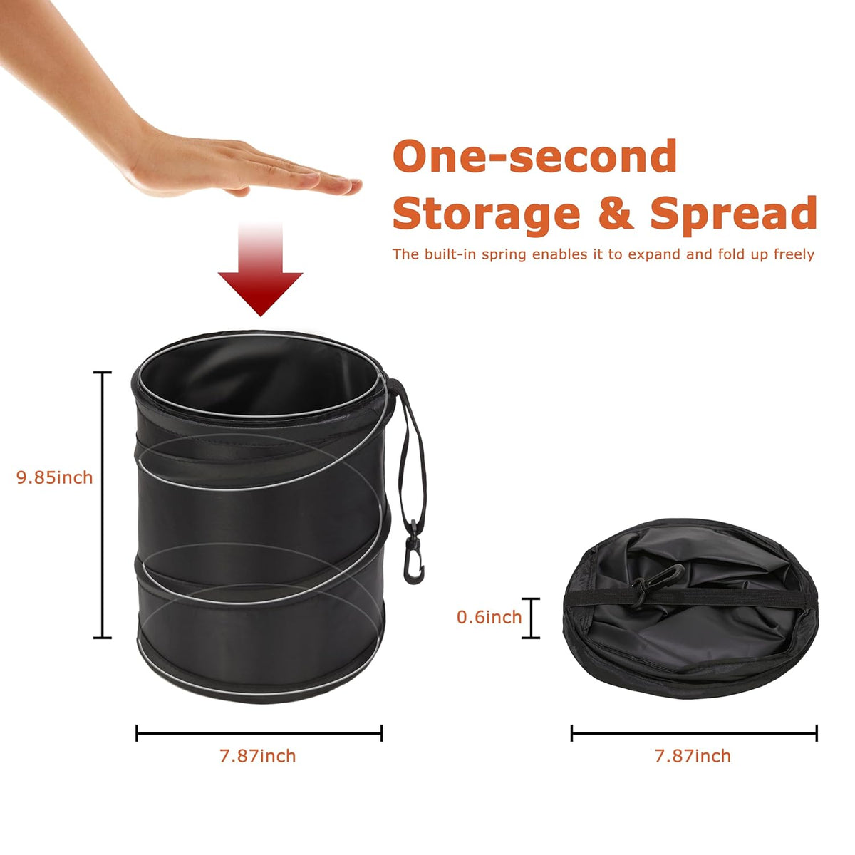 Ginsco 2Packs 2 Gallons New Leakproof Car Trash Can, Compact Trash Can Pop-up Collapsible Hanging