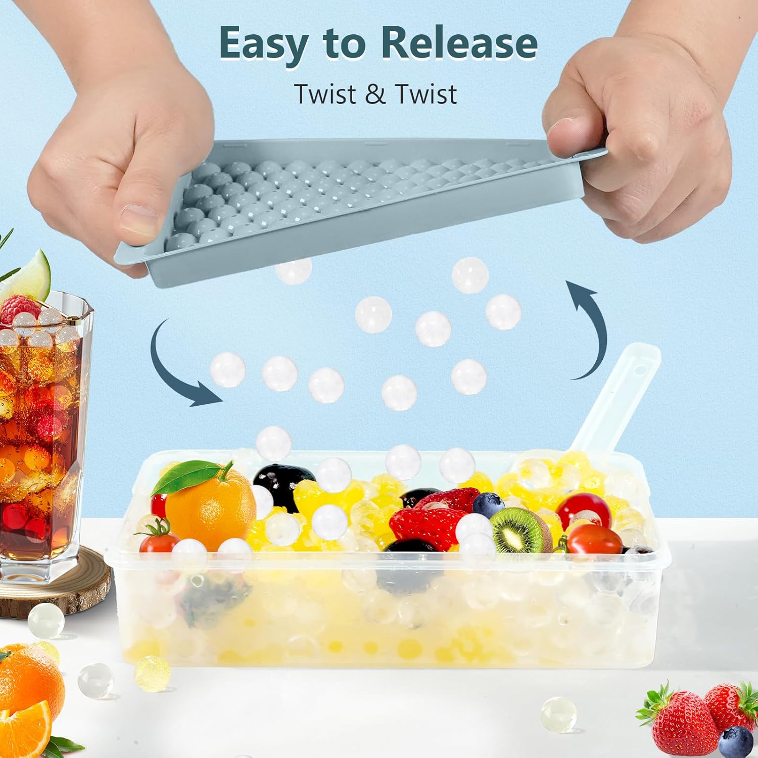 WIBIMEN Mini Ice Cube Trays, Small Tiny Round Pebble Crushed Nugget Ice Trays for Freezer with Lid